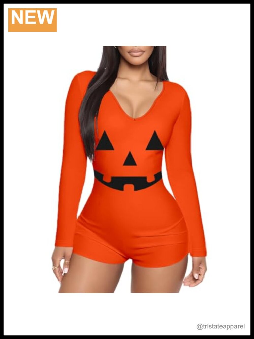 Women's Halloween Bodycon Romper Long Sleeve V-Neck Shorts Jumpsuit